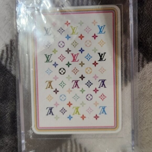 Auth. Louis Vuitton white Murakami playing card 3 of clubs